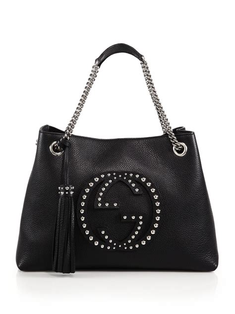 gucci black studded bag